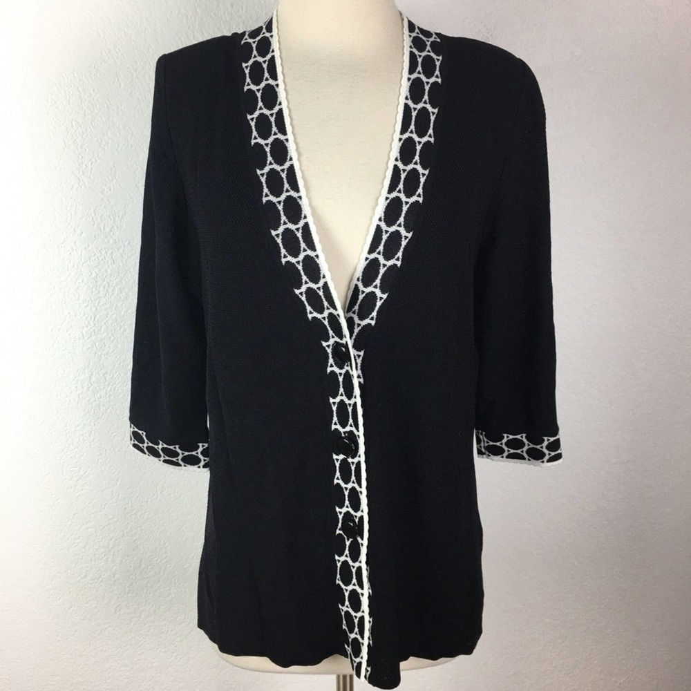 Misook Black Embroidered Cardigan Med